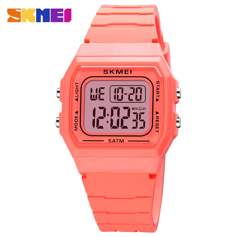 SKMEI LED Girls Watches Men Electroplated Case Transparent Strap Lady Women Digital Wristwatch Shockproof reloj mujer