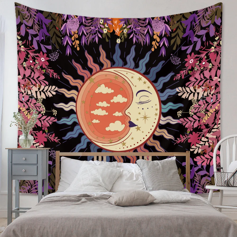 Burning Sun Tapestry Flower Vines Tapestries Vintage Floral Tapestry Mystic Tapestry Hippie Tapestry Wall Hanging Small Size