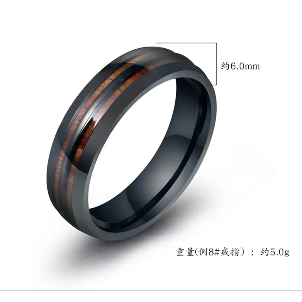 JHSL 6mm Male Men Black Solid Rings Stainless Steel Fashion Jewelry High Polishing Top Quality Size 8 9 10 11 12 13