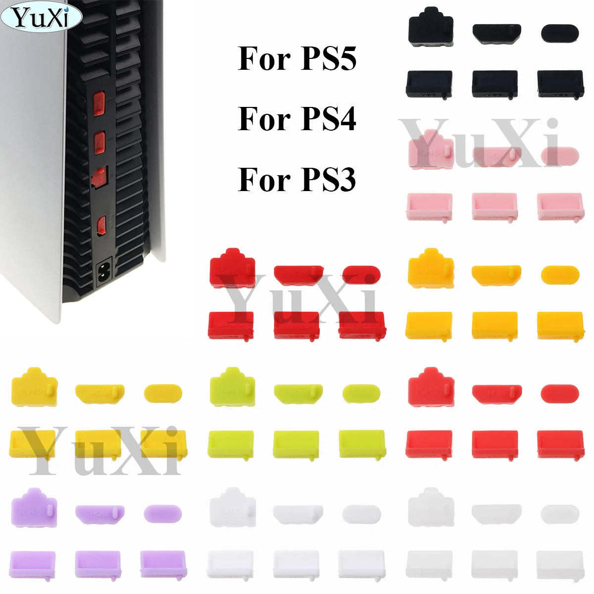 

YuXi Silicone Dust Plugs Set USB Interface Anti-dust Cover Dustproof Plug For Sony PS5 PS4 PS3 Game Console Accessories Parts