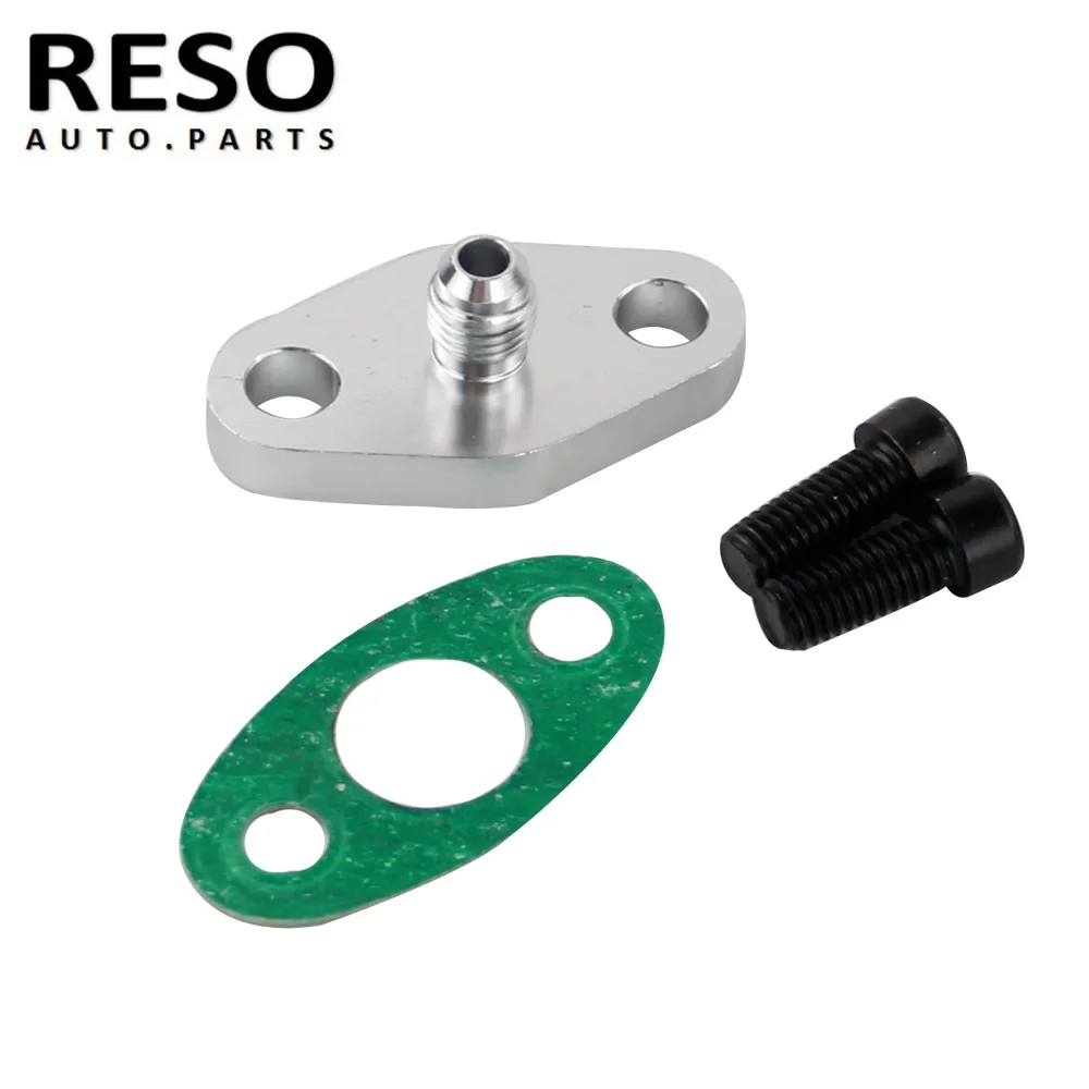 RESO--Turbo Oil Feed Inlet Flange Gasket Adapter Kit 4AN 4 AN Fitting T3 T3/T4 T04