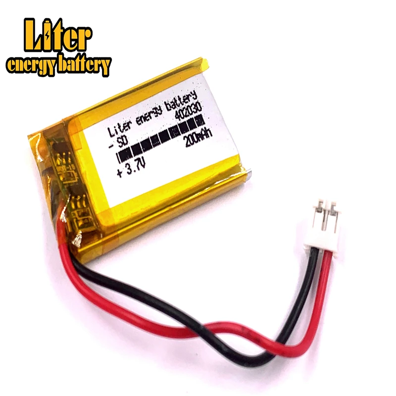 JST PH 2.0mm 2p litowo-polimerowy 402030 3.7V 200mAh LiPo akumulator z do kamery Mp3 bluetooth GPS część elektroniczna