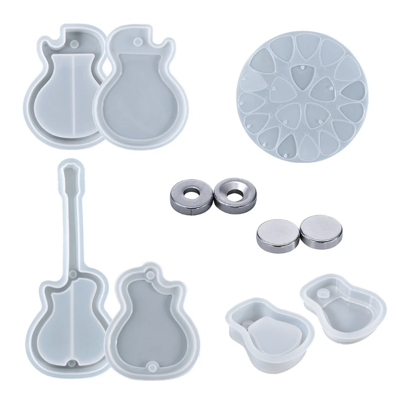 Guitar Pick Resin Mold Guitar Pick Stand Box Silicone Mold for Epoxy Casting DIY Jewelry Resin Casting Mold for Music