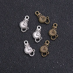 20pcs 9*16mm Vintage Charms Clock Pendant two color Fit Bracelets Necklace DIY Metal Jewelry Making