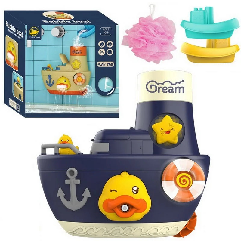 Bath Duck Boat Bubble Ship Toys Bathtub Suction Cups Spin And Flow Toy Summer Shower Baby Christmas Gift For Children Kids