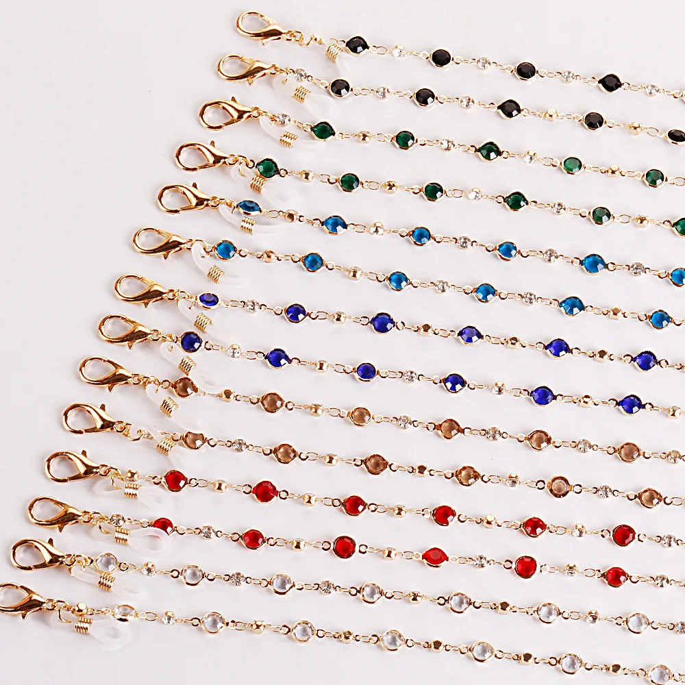 Colorful Crystal Beaded Sunglasses Chains Lanyard Women Glasses Cord Holder Neck Strap Rope Face Mask Chain Accessory Wholesale