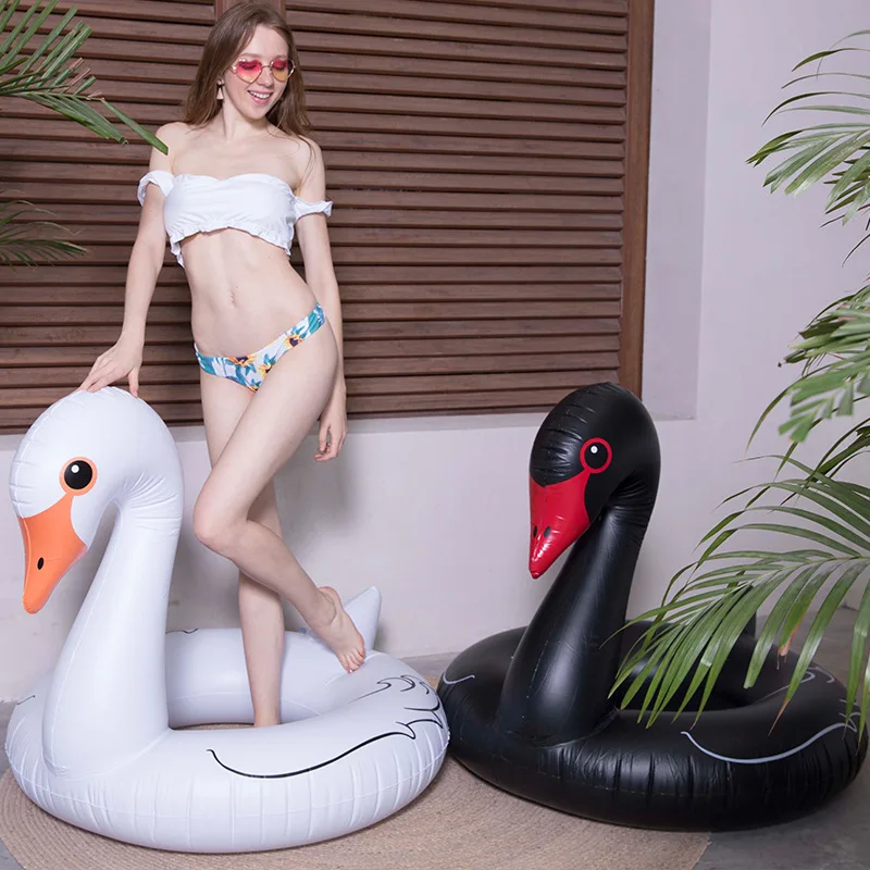 

Ins Hot Black White Swan Swimming Ring Inflatable Ride-on Water Float Pool Floats Beach Party Toys Piscina AIR Matress