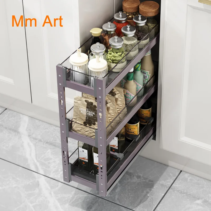 

Cabinet Basket Glass Narrow Cabinet Seasoning Basket Mini Spice Rack Storage