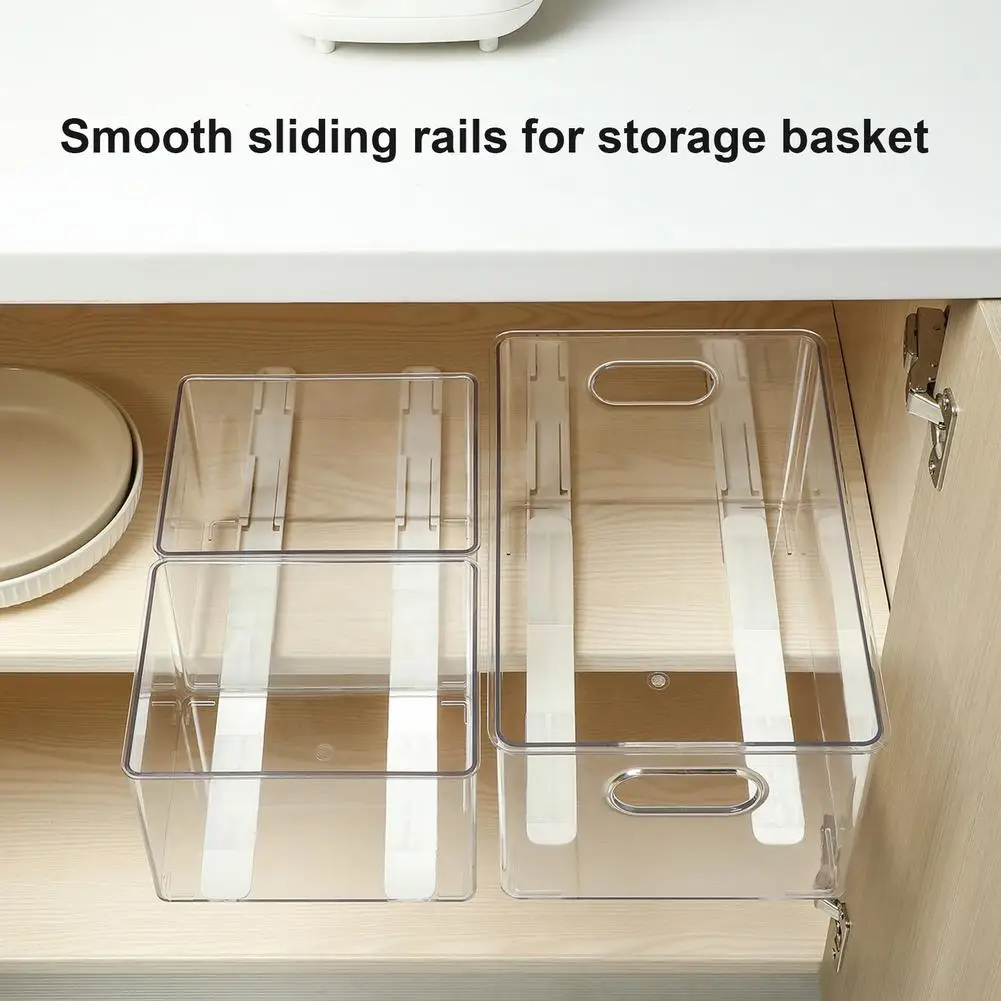 Closet Drawer Sliding Rails DIY Storage Basket Pull Rail Bin Tracks Pullout Organizers Kitchen Bedroom Home Storage Accessories