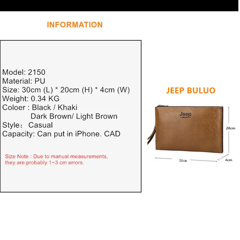 JEEP BULUO Fashion Business Style borsa da uomo morbida pochette in pelle PU portafogli per carte maschili elegante custodia da uomo elegante per il