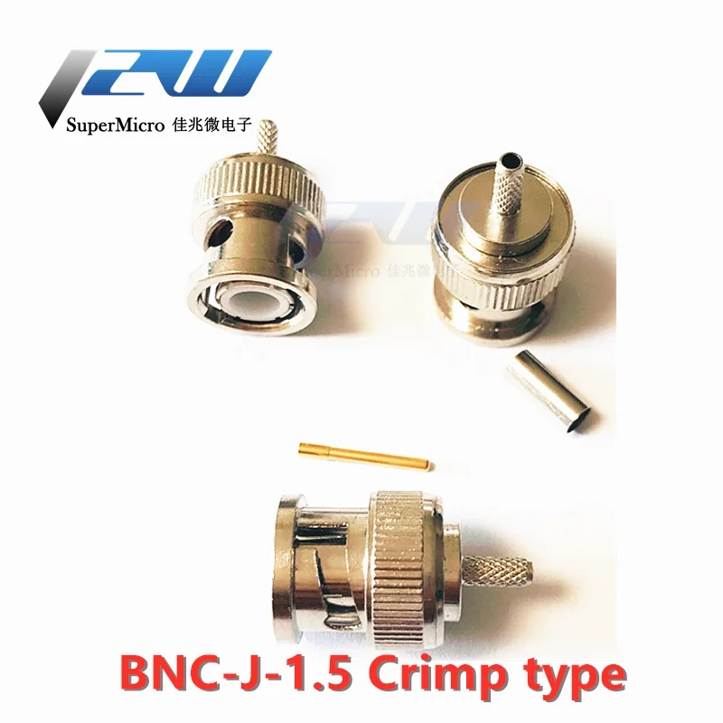 BNC-J-1.5-3-5-7 Male BNC-JW-1.5-3 Male Connector Q9 Curved Right Angle Crimping 50-3 RG58 RG142 RG400 RG316 Feeder BNC Connector