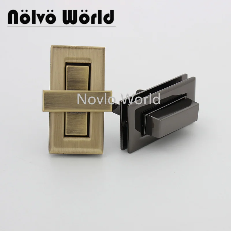 Nolvo World 2-10 pieces 44*22mm Gun black Brush antique twist turn lock diy bag turn lock bag wallet hardware alloy