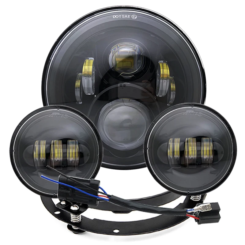 

Black/Chrome 7inch LED Headlight & 4.5inch Fog Light Lamps Set for Motorcycle Touring Road King,Road Glide.