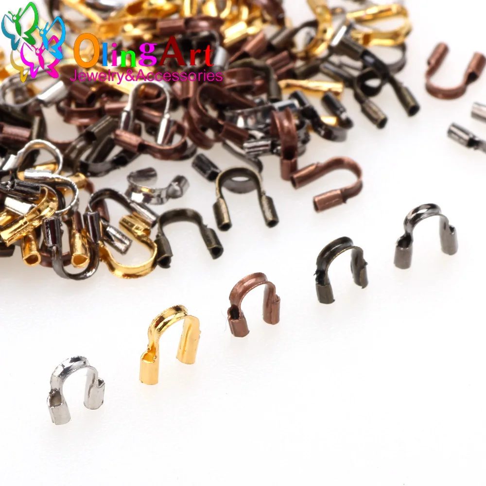 Olingart-Protectores de alambre de latón, 100 piezas, 6,5/4,5mm, guardián, bucles, cierres en forma de U, conector para fabricación de joyas