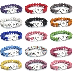 New Snap Jewelry Clay Crystal Snap Button Bracelet Handmade 10mm Beads Fit 18mm 20mm Snaps Button Bracelets For Women
