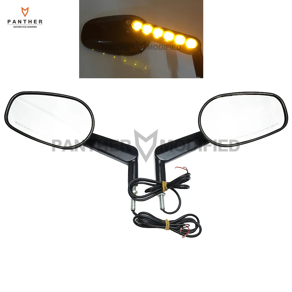 

1 Pair Black Motorcycle Mirror Muscle LED Turn Signals Light Moto Rear side View mirrors case for Harley V-ROD V ROD VRSCF