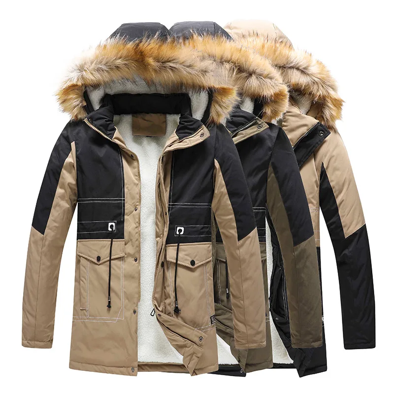 2021 Winter Coat Thicken Jacket Men Hooded Warm Lengthen Parka With Fur Hat Top Quality Casual Fleece Linner Overcoat Parkas Men