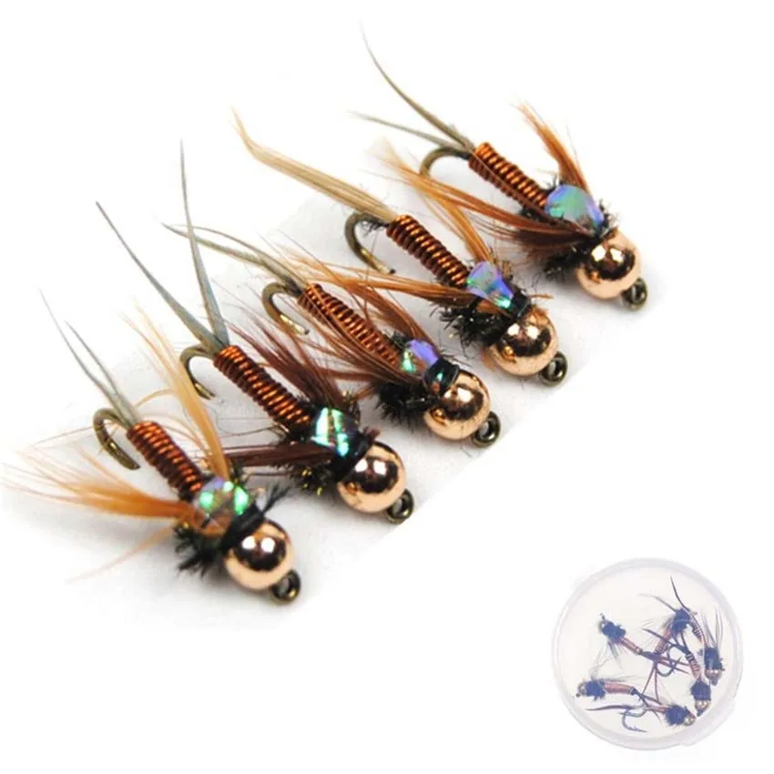 3/12/18Pcs #10 Brass Golden Head Trout Grayling Fishing Flies Wet Fly Bead Head