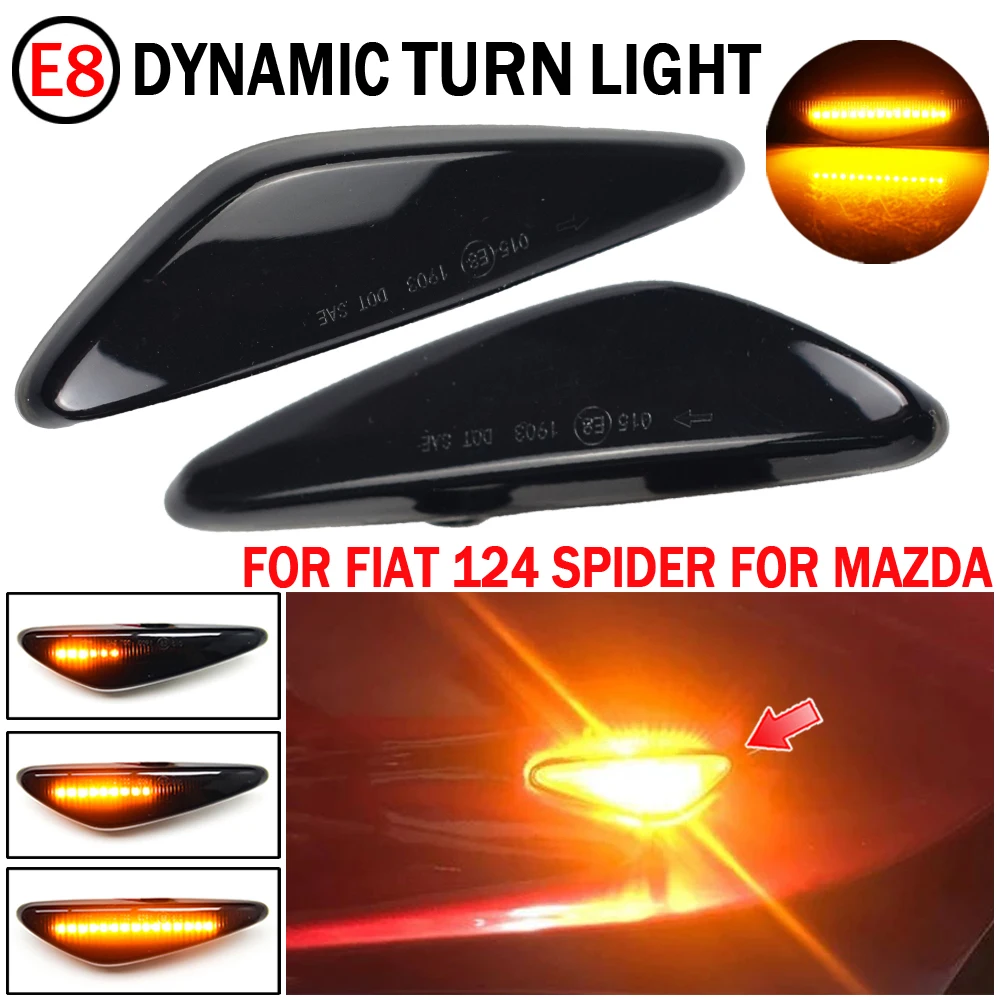Flashing LED Dynamic Turn Signal Blinker Light For Mazda 5 CW 6 GH MX-5 ND RX-8 Car Side Marker Light For Fiat 124 Spider Abarth