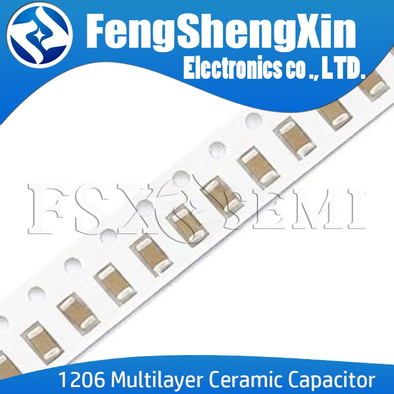 Capacitor cerâmico multicamadas 1pf da microplaqueta do filme grosso de 100 pces 1206 50v smd-22uf 1p 10pf 10nf 100nf 1uf 2.2uf 4.7uf 10uf 22pf
