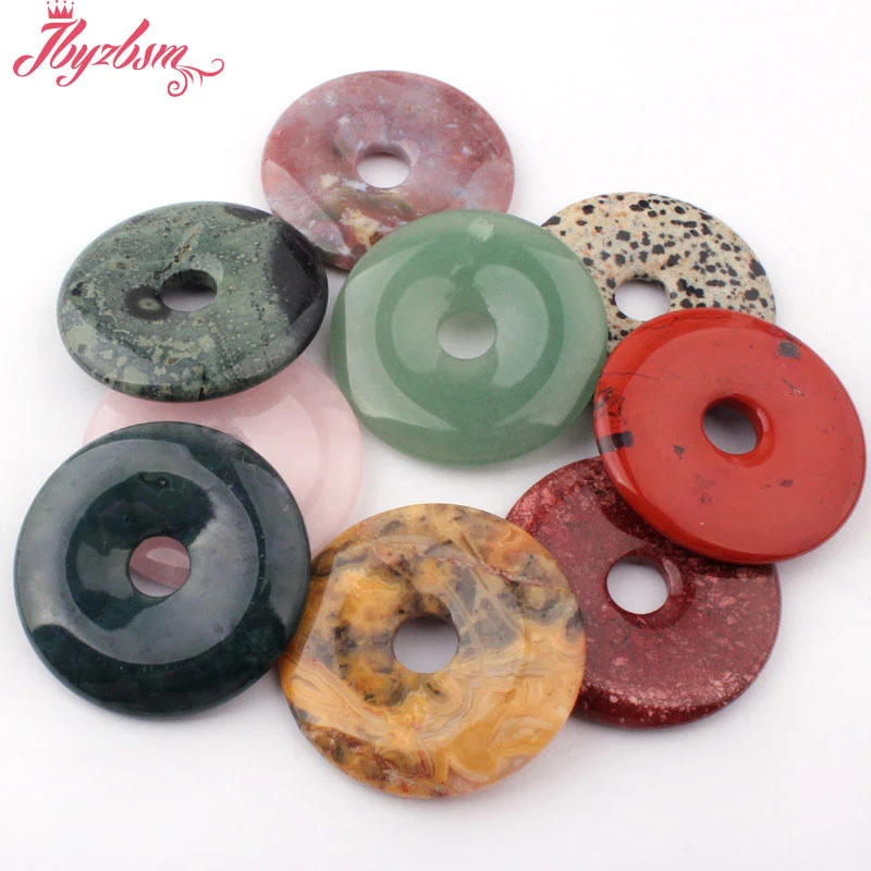 50mm Natural Donut Ring Natural Stone Loose Beads for Handicrafts DIY Accessories Charms Pendant Necklace Jewelry Making 1 Pcs