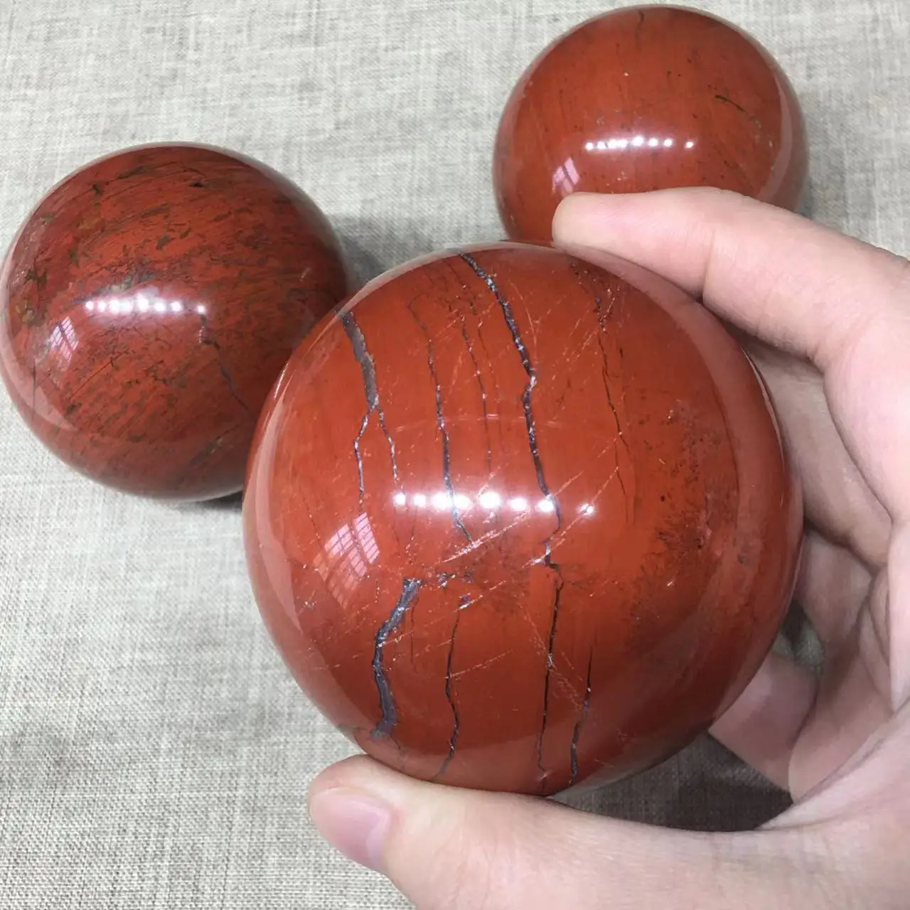 

Natural Stones Red Jasper Sphere Quartz Crystal Healing Reiki Gemstones Ball Home Decoration