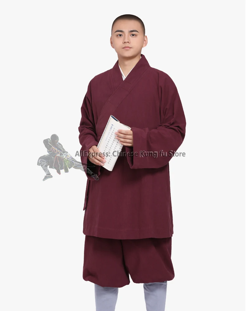 Thick Cotton Buddhist Monk Robe Shaolin Arhat Kung fu Suit Tai Chi Martial arts Uniform Daily Farming Training Clothes 5 Colors