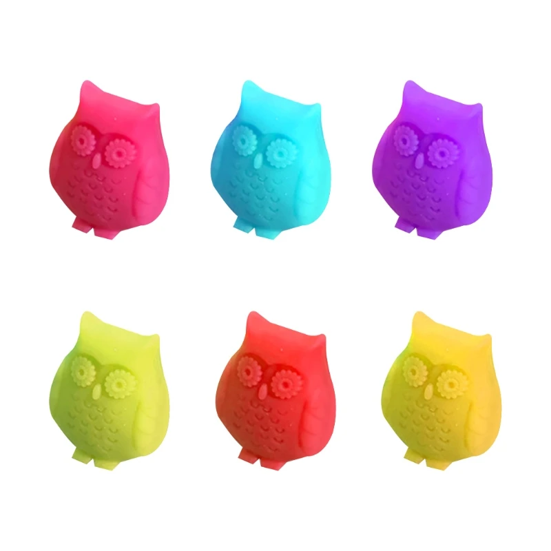 2021 New Red Wine Glass Markers Set of 6 Cute Owl Silicone Drink Glass Charms Tags Identification Cup Labels Signs for Party Bar