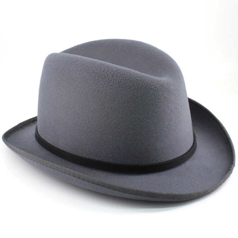 Men Women Wool Blend Classical Retro Homburg Hats Party Fedora Caps Outdoor Trilby Sunhat Jazz Winter Warm Adjustable Size M-L