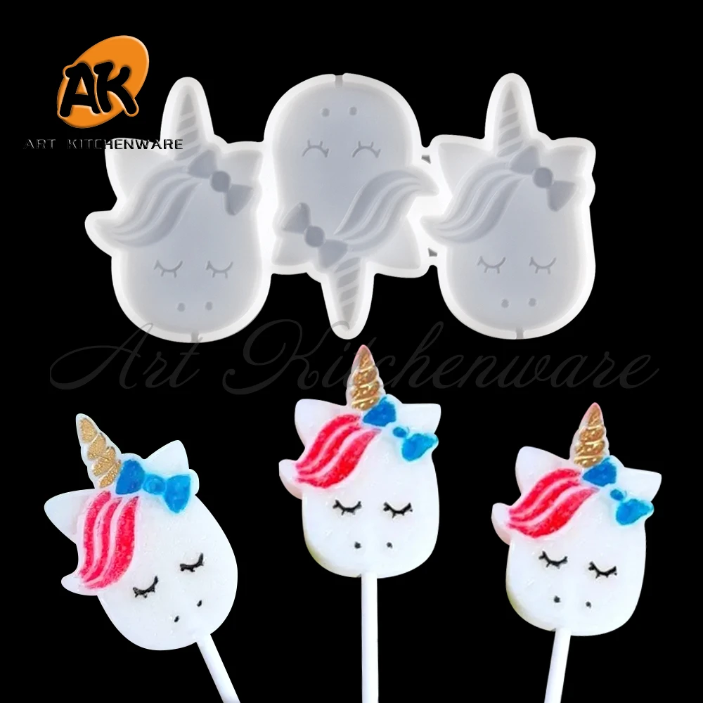 Duck/Bunny/Unicorn/Cow/Dinosaur Lollipop Silicone Mold DIY Chocolate Candy Cake Moulds Cake Decorating Tools Baking Accessories