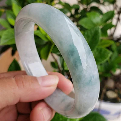 

Zheru Jewelry Natural Burmese Jade 54-64mm Light Blue Flower Bracelet Elegant Princess Jewelry Gift Best Mother for Girlfriend