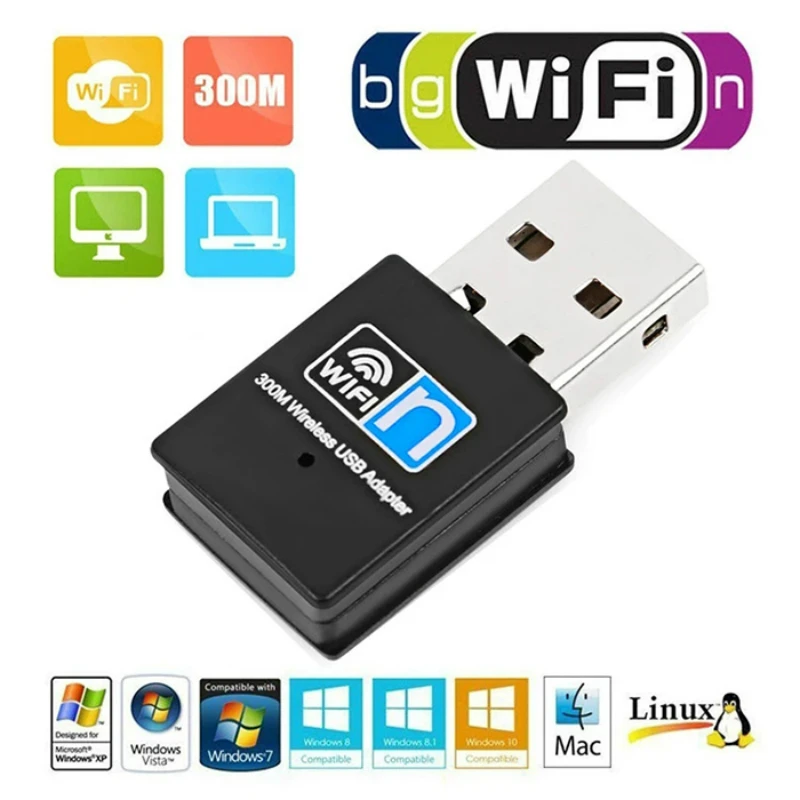 USB-адаптер Wi-Fi 802.11n/b/g, 300 Мбит/с