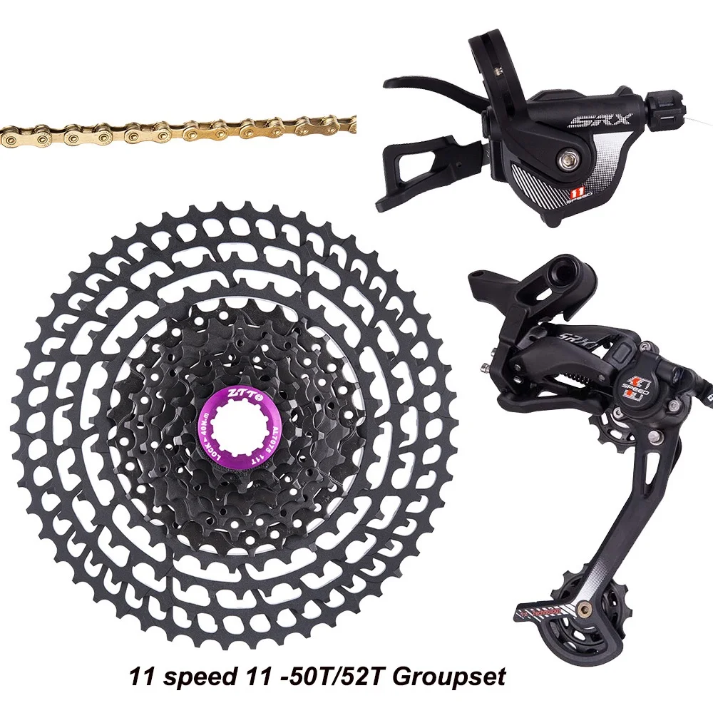 Bicycle 11 Speed Groupset MTB 11s 11-50T/52T Cassette Shifte Rear Derailleur 11s Gold Chain 32/34/36T Chainring For SRAM Shimano