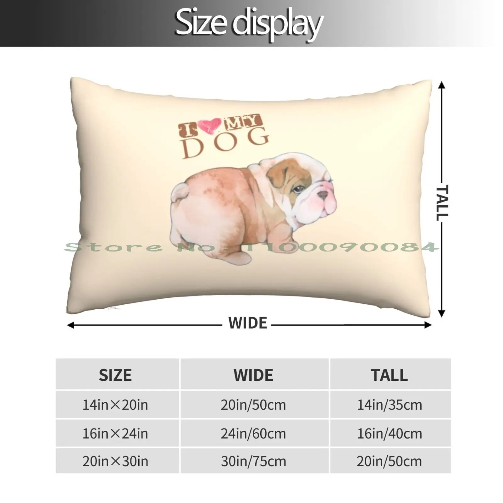 English Bulldog I Love My Dog Pillow Case 20x30 50*75 Sofa Bedroom Versys 1000 Long Rectangle Pillowcover Home Outdoor Cushion