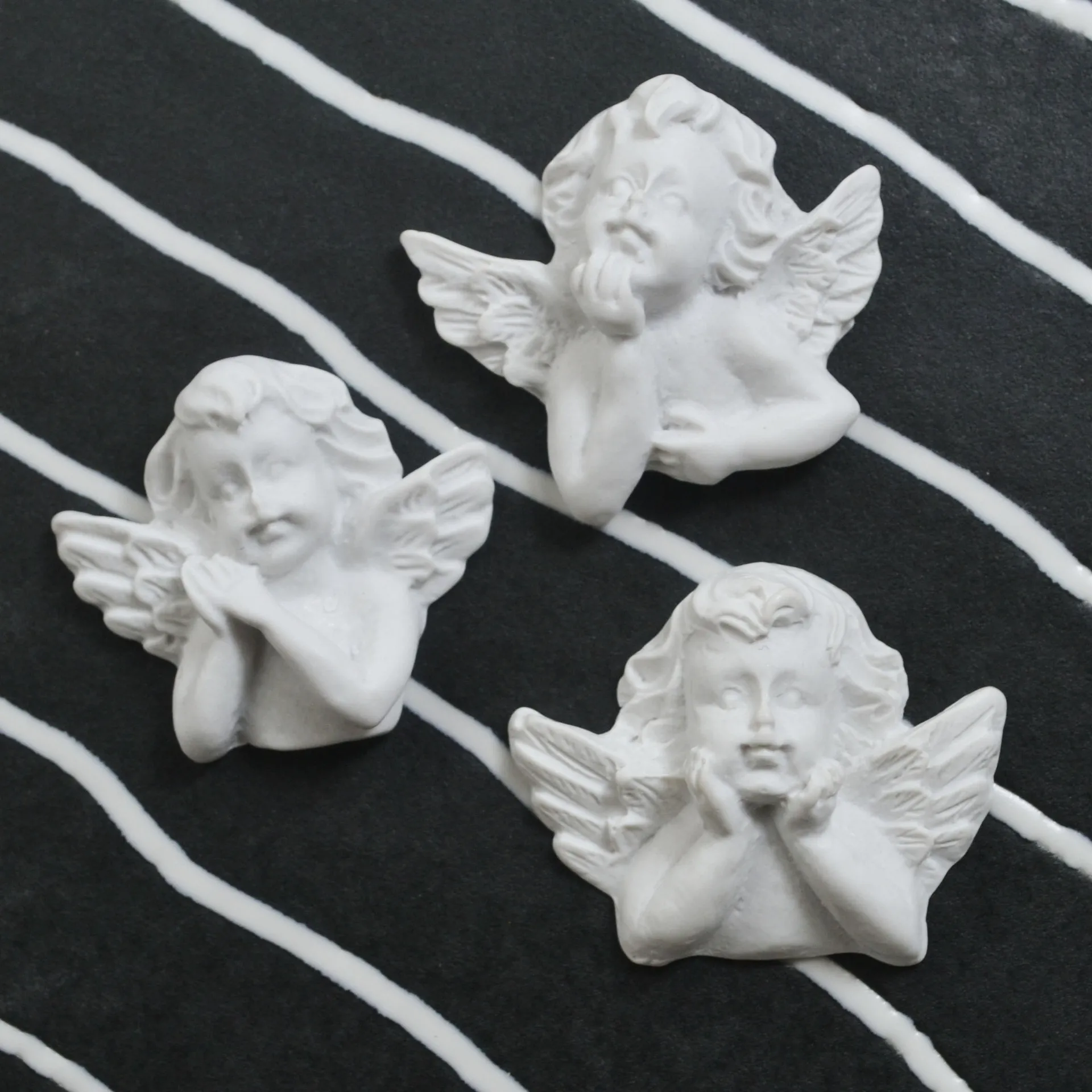 6PC/set  Flat Back Resin Embellishments White Angel Baroque Style Resin Cabochon Flatback DIY DIY Jewelry Hair Accessories
