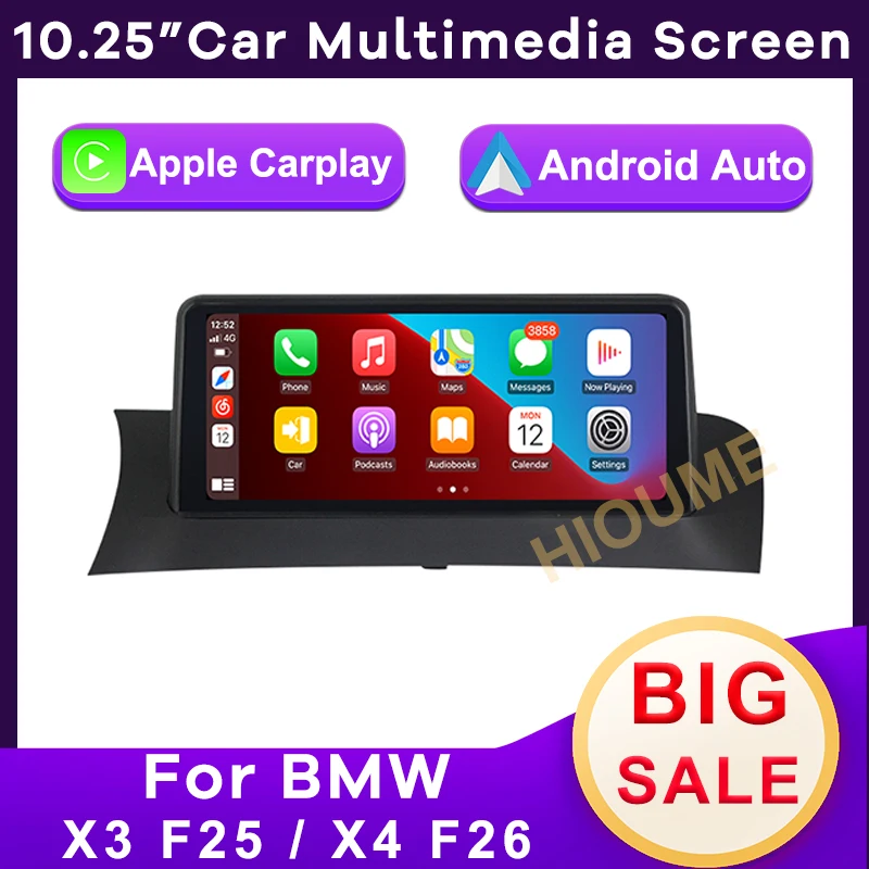 

10.25" Wireless Apple CarPlay Android Auto Car Multimedia Screen for BMW X3 F25 X4 F26 CIC NBT Head Unit