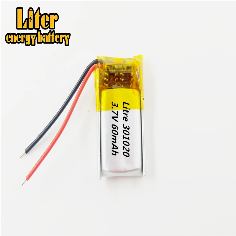 3.7V 60mAh 301020 Lithium Polymer Li-Po li ion Rechargeable Battery cells For Mp3 MP4 MP5 GPS