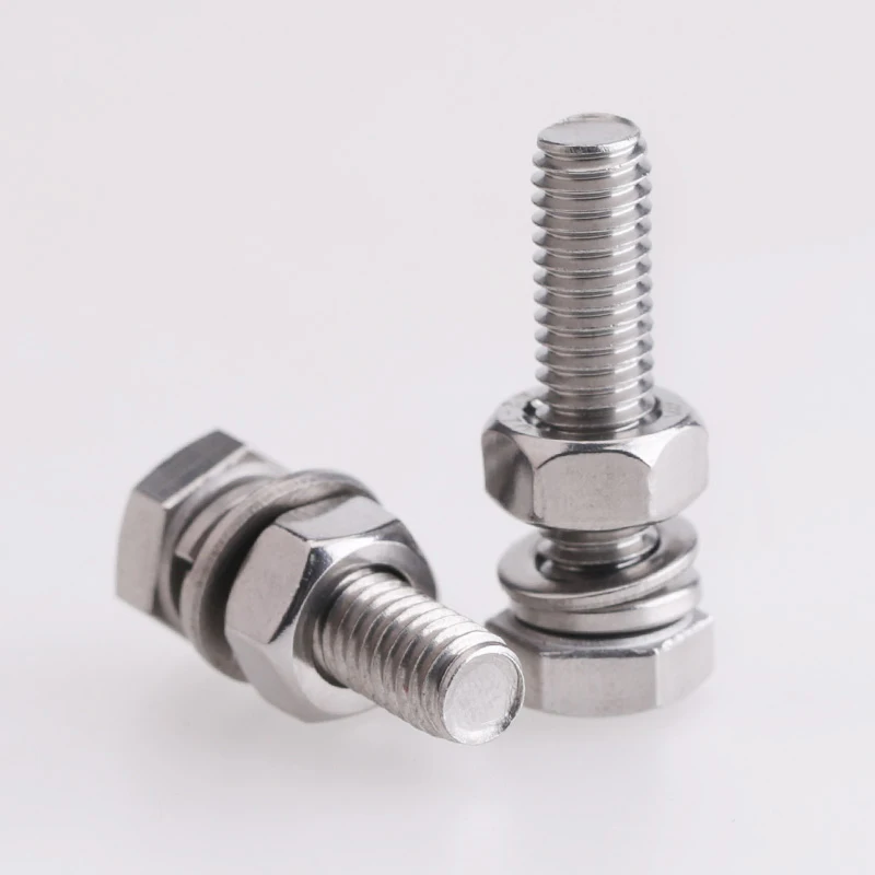304 Stainless Steel Hex Head Screws Nuts Flat Washers Lock Washers Kits Hexagon Bolts Set M3 M4 M5 M6 M8 M10 M12 M14 M16
