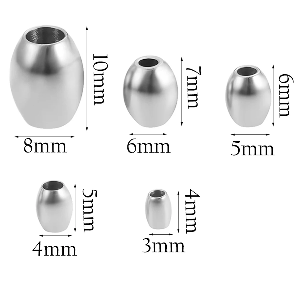 30Pcs/Lot Stainless Steel Spacer Loose Oval Bead Charms DIY For Jewelry Making Necklace Bracelets Accessories Findings