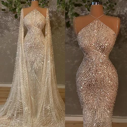 Luxury Beading Sequins Mermaid Wedding Dress Customized Tulle Robe Sweetheart Sleeveless Court Train Custom Made Bridal Gowns