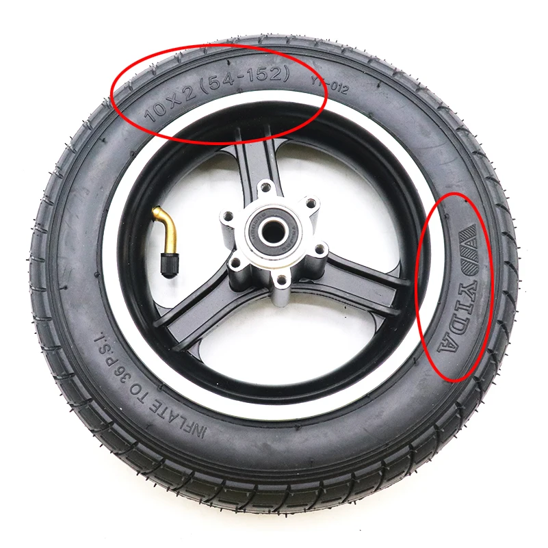 10x2(54-152) YIDA Pneumatic Wheel Tire 10x2 Inner and Outer Tyre with Alloy Hub for Electric Scooter Accessories