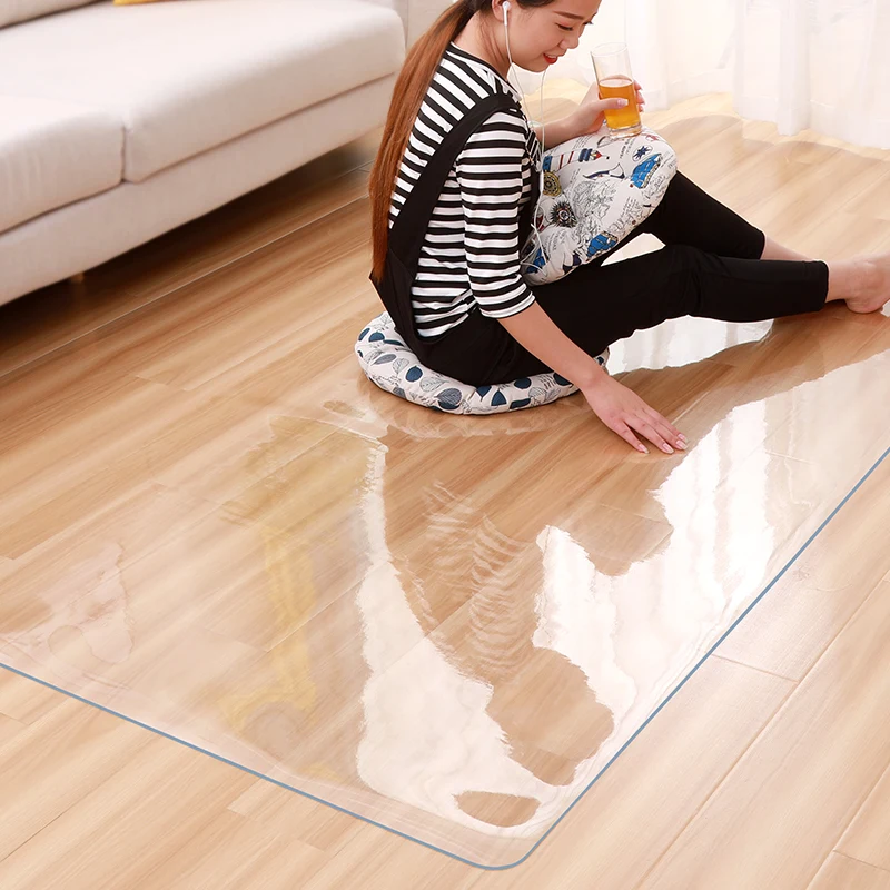 PVC Transparent Waterproof D\' Water Rectangular Pad Wooden Floor Protection  Mat Non-slip Carpet Plastic Mat Door Mat Area rug