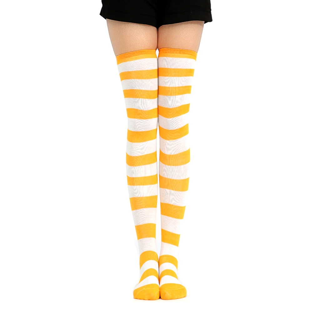 Sweet Women Stripe Thigh High Over The Knee Stockings Stretch Long Cosplay girls High Over The Knee Stockings