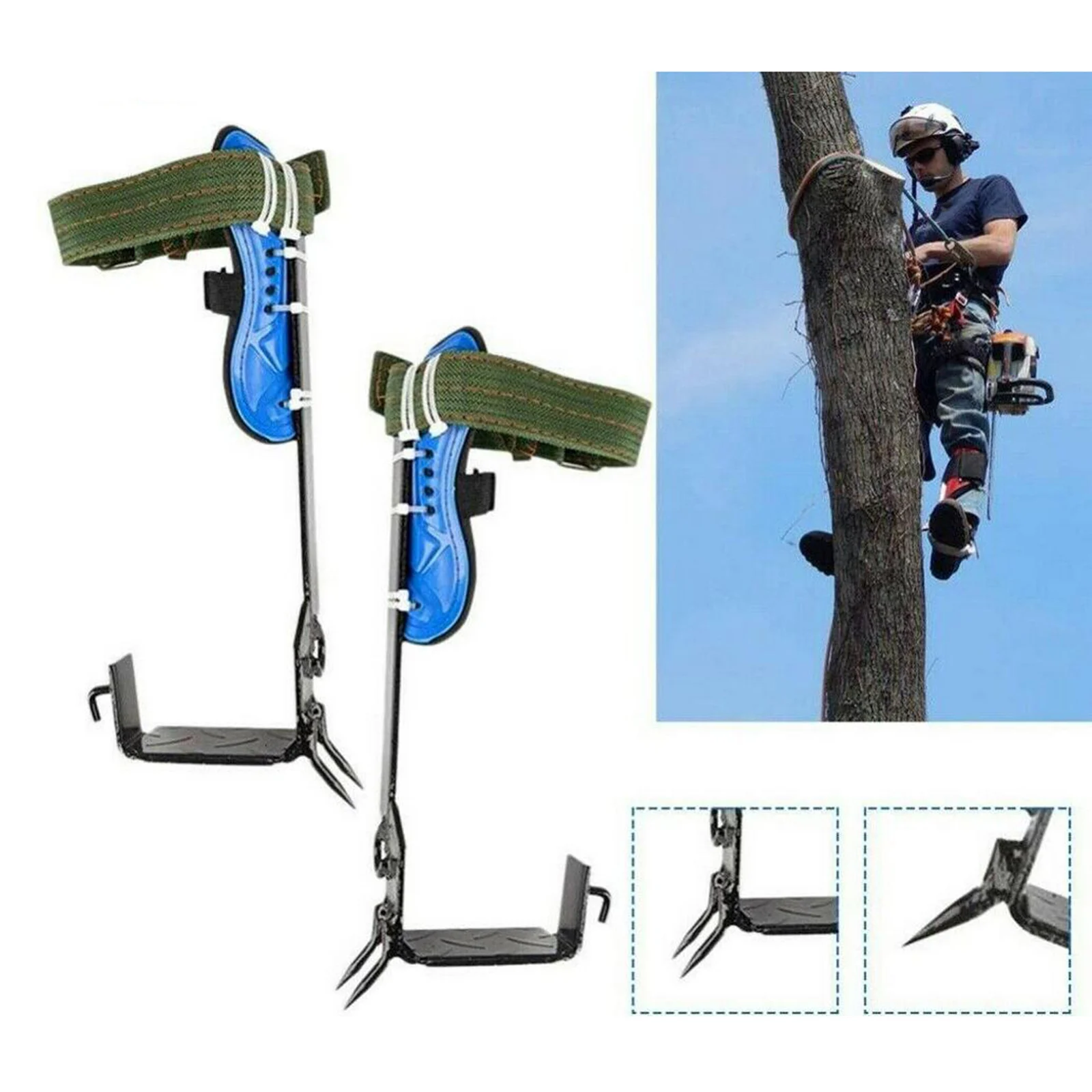 Tree Climbing Spike Set with Safety Belt, 2 Gear Worker Man Tree Climbing Tool for Cutting Tree and Hunting Fruit Picking