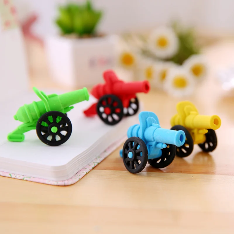 

4pc Cute Cannon Shape Eraser Student Creative Novelty Kids Rubber Stationery Pencil Eraser Promotion Office School Supplies