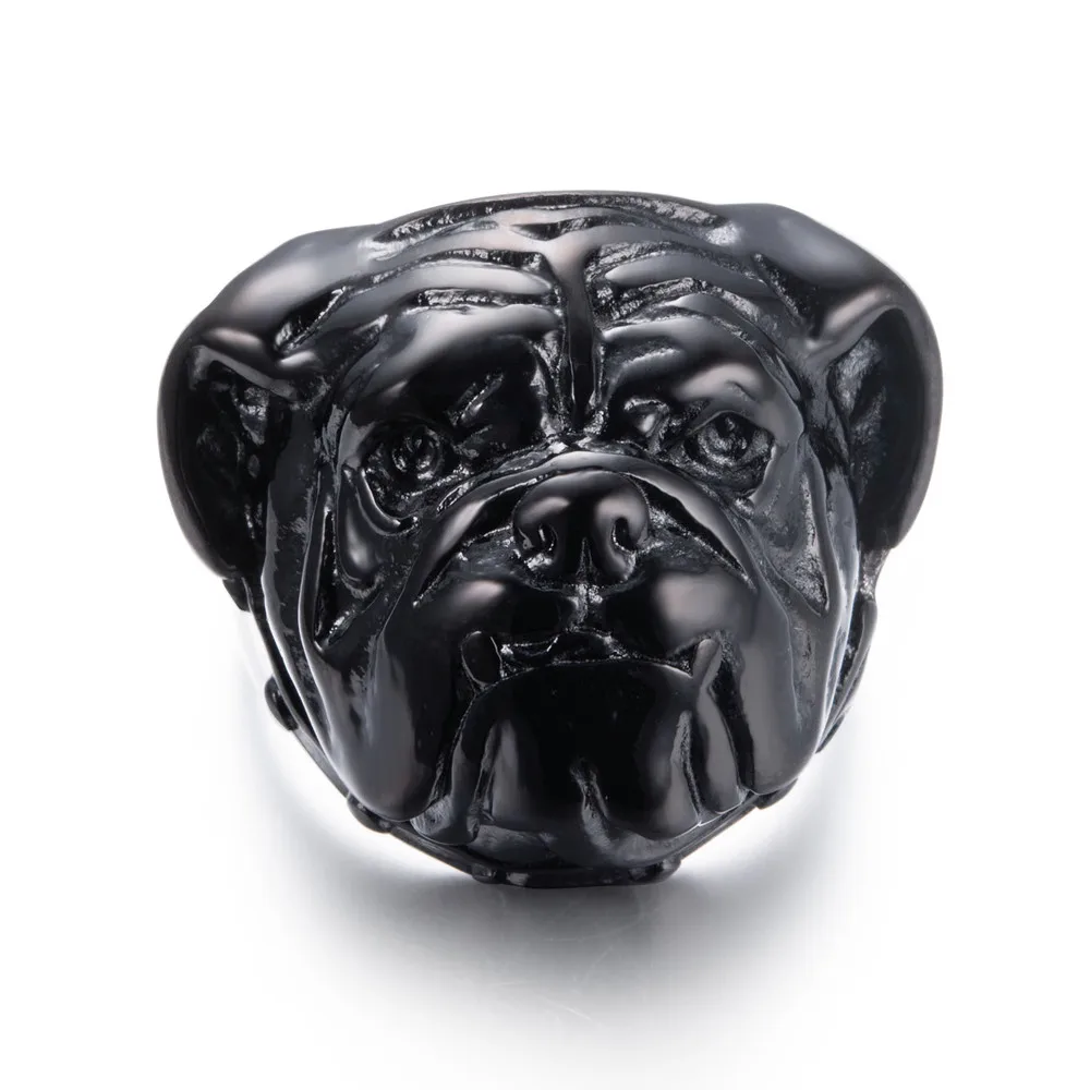 Domineering Men Silver Colour Stainless Steel Ring Titanium Steel Ring Pet Dog Ring Dog Head Ring Hip Hop Punk Ring Jewelry Gift