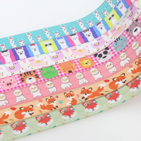 DHK 5/8'' 5yards Fox Aplaca Animals printed Fold Elastic FOE stretch ribbon hairbow headwear headband DIY OEM C1866