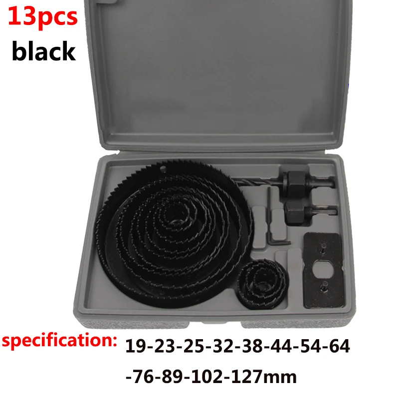 13pcs DIY Hole Saw Bit Cutting Set Kit 19-64mm Wood Sheet Metal Alloy Circular Round Case Drill Bits Thin Metal Cutter Hole Saw