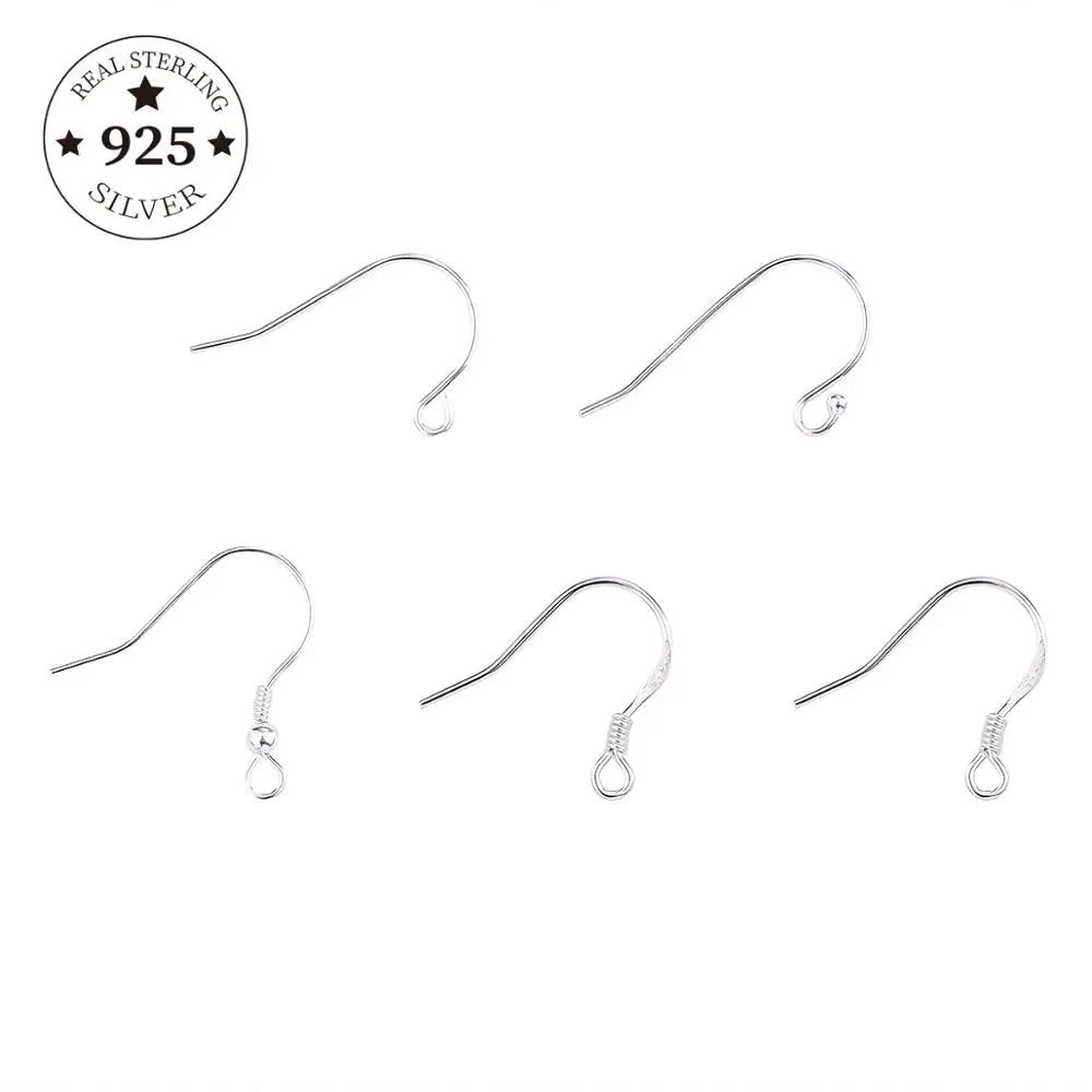 925 Sterling Silver 6Pcs 10-19mm Earring Findings Ear Clasps Hooks Fitting DIY Jewelry Making Accessories Hook Ear wire Supplies