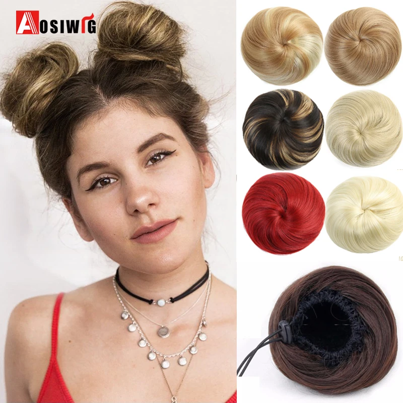 AOSI Synthetic Chignon Fake Hair Bun Extension Donut Roller Ballerina Bayalage Hairpiece Updo Accessories For Women Gril Lady